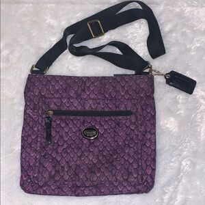 COACH Purple Snakeskin Print Crossbody Bag with Gold Hardware